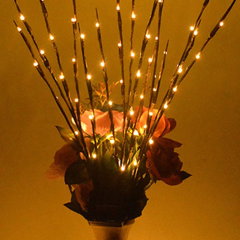 Uonlytech 60 LEDs Solar Powered Artificial Branch Lights Twig Lights Lighted Willow Branch for Christmas Thanksgiving Home Party Decoration (Warm Light) - Image 3